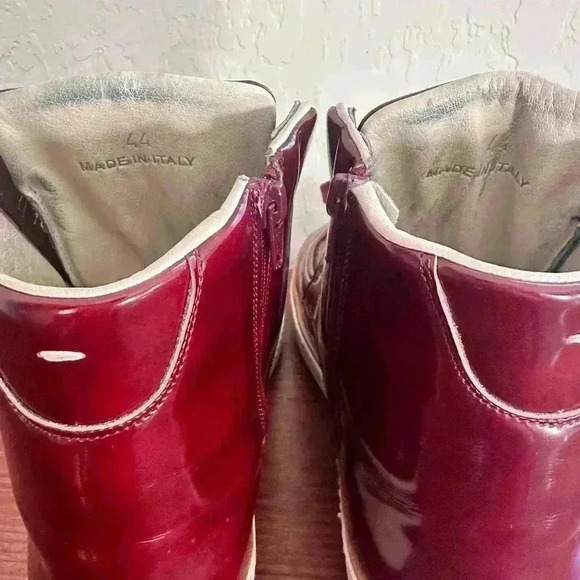 Maison Martin Margiela Men’s Red Leather High Top Shoes Size 44 - Picture 10 of 12